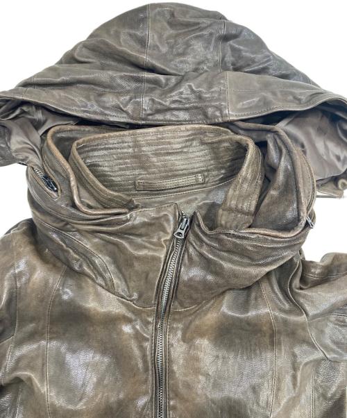 goa（ゴア）goa (ゴア) フーデッドレザージャケット ブラウン サイズ:Freeの古着・服飾アイテム