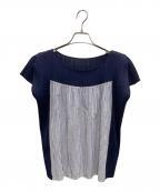 PLEATS PLEASEプリーツプリーズ）の古着「ノースリーブプリーツカットソー」｜ネイビー