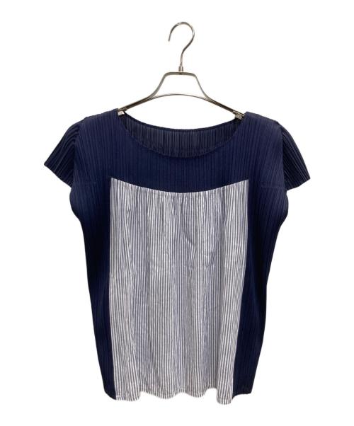PLEATS PLEASE（プリーツプリーズ）PLEATS PLEASE (プリーツプリーズ) ノースリーブプリーツカットソー ネイビー サイズ:3の古着・服飾アイテム
