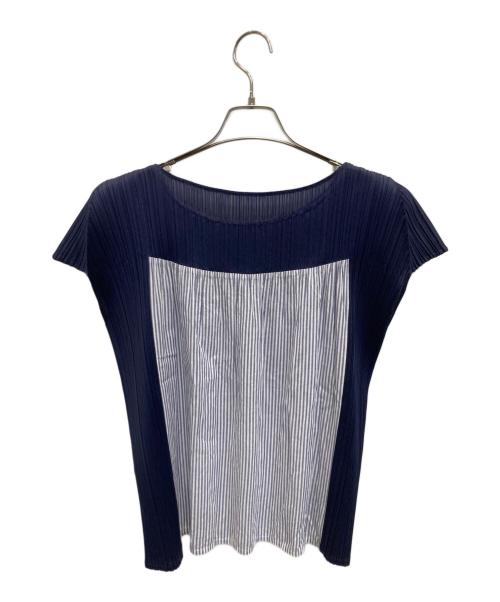 PLEATS PLEASE（プリーツプリーズ）PLEATS PLEASE (プリーツプリーズ) ノースリーブプリーツカットソー ネイビー サイズ:3の古着・服飾アイテム