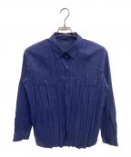 PLEATS PLEASEプリーツプリーズ）の古着「シアープリーツシャツ」｜ネイビー