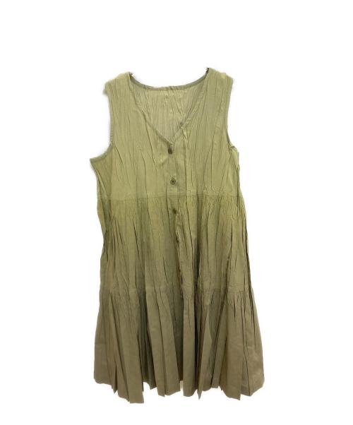 PLEATS PLEASE（プリーツプリーズ）PLEATS PLEASE (プリーツプリーズ) プリーツノースリーブワンピース グリーン サイズ:３の古着・服飾アイテム