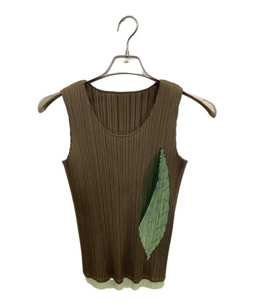 PLEATS PLEASE（プリーツプリーズ）PLEATS PLEASE (プリーツプリーズ) リーフプリーツカットソー グリーン サイズ:３の古着・服飾アイテム