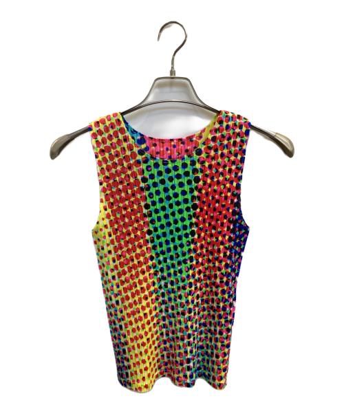 PLEATS PLEASE（プリーツプリーズ）PLEATS PLEASE (プリーツプリーズ) 総柄ノースリーブプリーツカットソー マルチカラー サイズ:３の古着・服飾アイテム