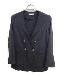 COLLAGE GALLARDAGALANTE（コラージュ ガリャルダガランテ）の古着「ジャージノーカラーダブルジャケット」｜ブラック