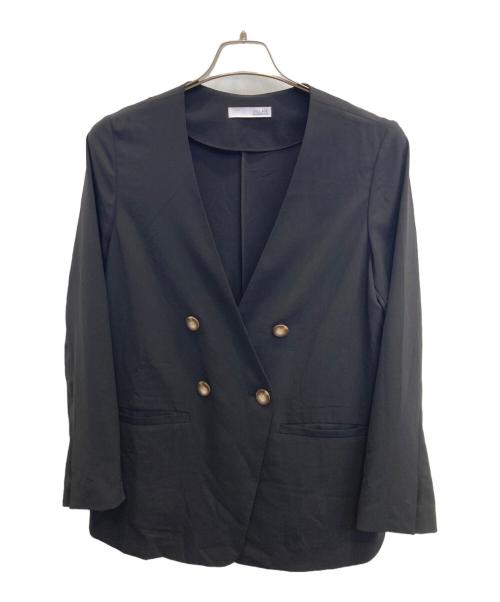 COLLAGE GALLARDAGALANTE（コラージュ ガリャルダガランテ）COLLAGE GALLARDAGALANTE (コラージュ ガリャルダガランテ) ジャージノーカラーダブルジャケット ブラック サイズ:Fの古着・服飾アイテム