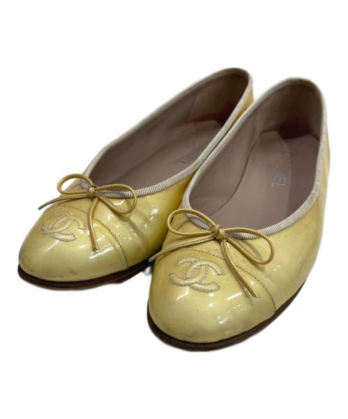 CHANEL（シャネル）CHANEL (シャネル) フラットパンプス イエロー サイズ:38の古着・服飾アイテム