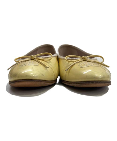 CHANEL（シャネル）CHANEL (シャネル) フラットパンプス イエロー サイズ:38の古着・服飾アイテム