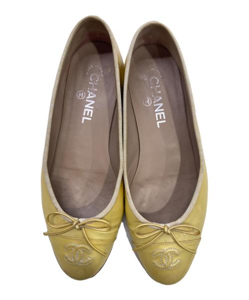 CHANEL（シャネル）CHANEL (シャネル) フラットパンプス イエロー サイズ:38の古着・服飾アイテム