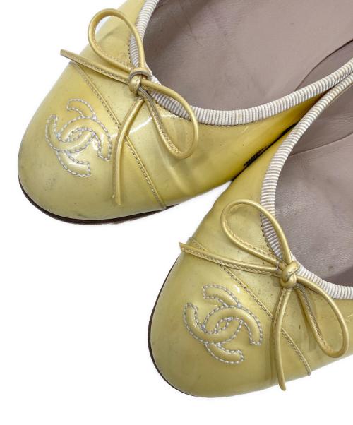 CHANEL（シャネル）CHANEL (シャネル) フラットパンプス イエロー サイズ:38の古着・服飾アイテム