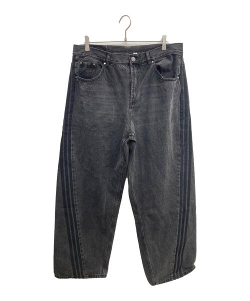 adidas（アディダス）adidas (アディダス) サイドラインデニムパンツ ブラック サイズ:W36の古着・服飾アイテム