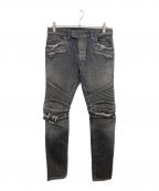 BALMAINバルマン）の古着「ダメージ加工バイカーデニム」｜ブラック