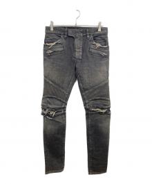 BALMAIN（バルマン）の古着「ダメージ加工バイカーデニム」｜ブラック