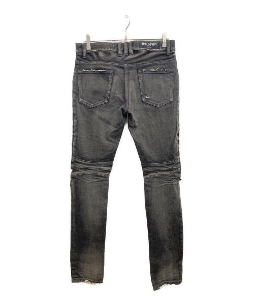 BALMAIN（バルマン）BALMAIN (バルマン) ダメージ加工バイカーデニム ブラック サイズ:73.5㎝(W29)の古着・服飾アイテム