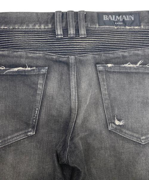 BALMAIN（バルマン）BALMAIN (バルマン) ダメージ加工バイカーデニム ブラック サイズ:73.5㎝(W29)の古着・服飾アイテム