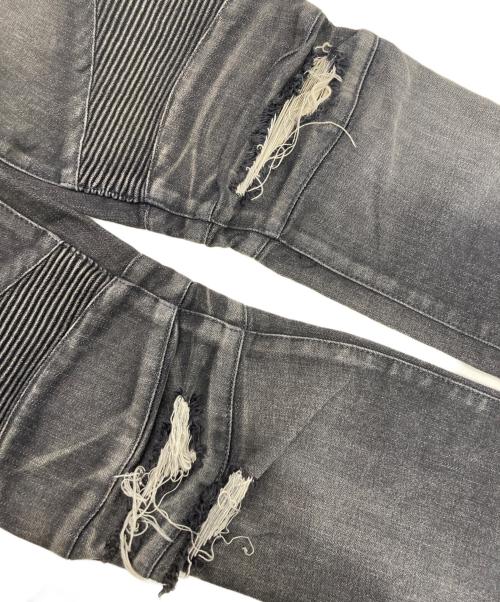 BALMAIN（バルマン）BALMAIN (バルマン) ダメージ加工バイカーデニム ブラック サイズ:73.5㎝(W29)の古着・服飾アイテム