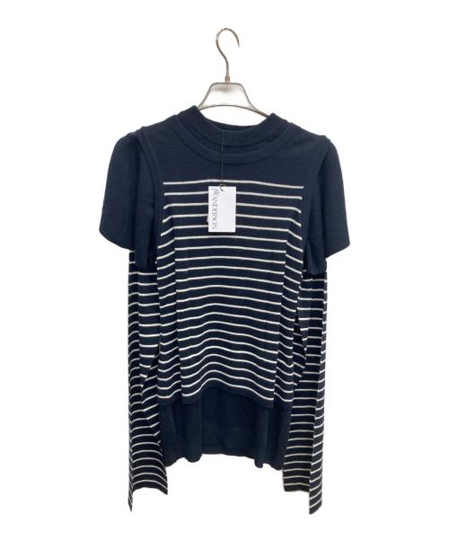 J.W.ANDERSON（ジェイダブリューアンダーソン）J.W.ANDERSON (ジェイダブリューアンダーソン) レイヤードボーダーニット ネイビー サイズ:S 未使用品の古着・服飾アイテム