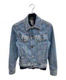 DOLCE & GABBANA（ドルチェ＆ガッバーナ）の古着「ニットレイヤードデニムジャケット」｜ブルー
