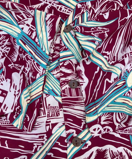 Sun Surf（サンサーフ）Sun Surf (サンサーフ) レーヨンアロハシャツ レッド サイズ:Sの古着・服飾アイテム