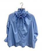 CADUNEカデュネ）の古着「フリルカラーシャツ」｜ブルー