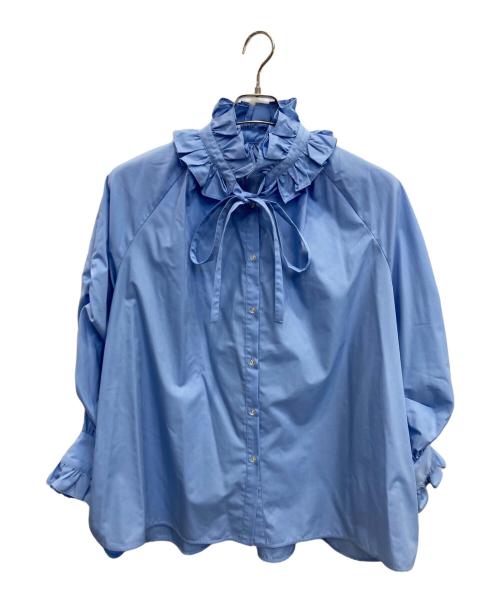 CADUNE（カデュネ）CADUNE (カデュネ) フリルカラーシャツ ブルー サイズ:38 未使用品の古着・服飾アイテム