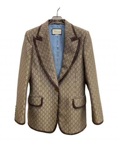 GUCCI ジャケット 38 ベージュ カシミヤ混 グッチテーラードジャケット 中古・古着通販】GUCCI (グッチ) テーラードジャケット ベージュ