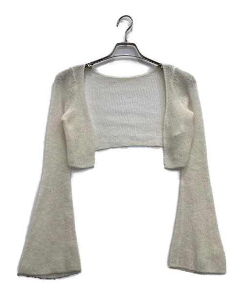 Snidel（スナイデル）Snidel (スナイデル) リボンディテールカーデセットワンピース アイボリー サイズ:FREEの古着・服飾アイテム