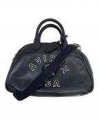 AVIREXアヴィレックス）の古着「VARSITY LEATHER MINI-BOSTON BAG」｜ブラック