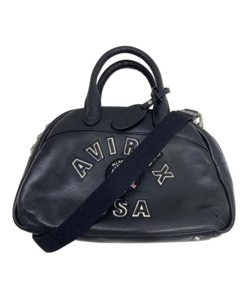 AVIREX（アヴィレックス）AVIREX (アヴィレックス) VARSITY LEATHER MINI-BOSTON BAG ブラックの古着・服飾アイテム