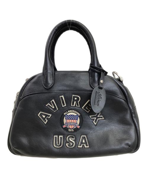 AVIREX（アヴィレックス）AVIREX (アヴィレックス) VARSITY LEATHER MINI-BOSTON BAG ブラックの古着・服飾アイテム