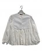 TOMORROW LAND collectionトゥモローランドコレクション）の古着「ホワイトコンビネーション ペプラムブラウス」｜ホワイト