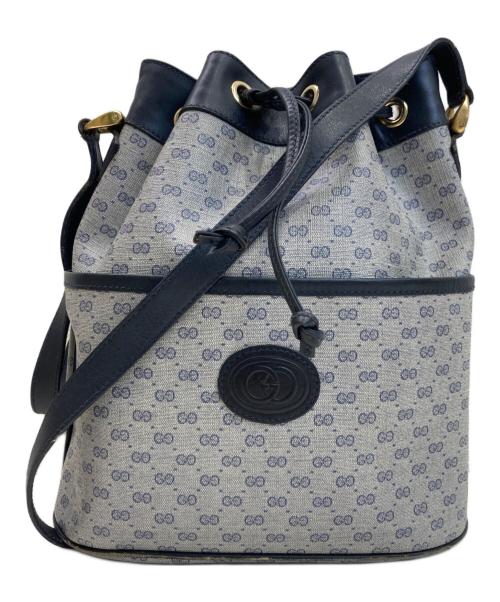 GUCCI（グッチ）GUCCI (グッチ) 巾着ショルダーバッグ ネイビーの古着・服飾アイテム
