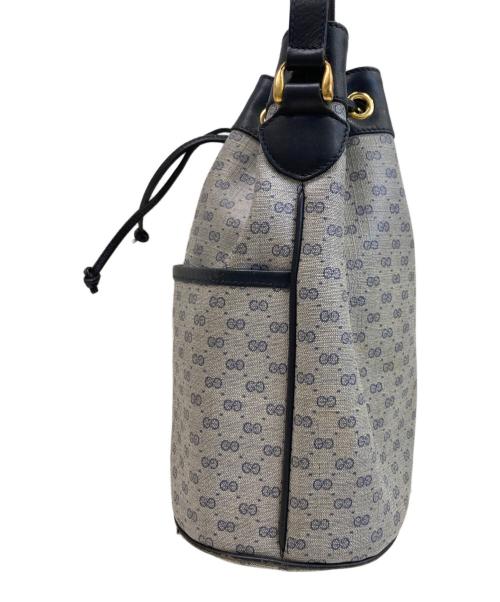 GUCCI（グッチ）GUCCI (グッチ) 巾着ショルダーバッグ ネイビーの古着・服飾アイテム