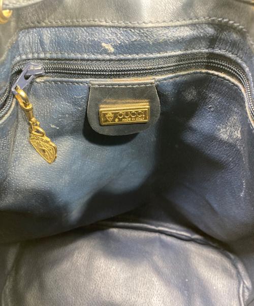 GUCCI（グッチ）GUCCI (グッチ) 巾着ショルダーバッグ ネイビーの古着・服飾アイテム