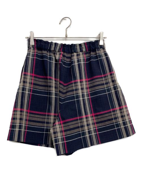 BURBERRY BLUE LABEL CRESTBRIDGE（バーバリー ブルー レーベル）BURBERRY BLUE LABEL CRESTBRIDGE (バーバリー ブルー レーベル) 麻混チェックキュロット ネイビー サイズ:Mの古着・服飾アイテム