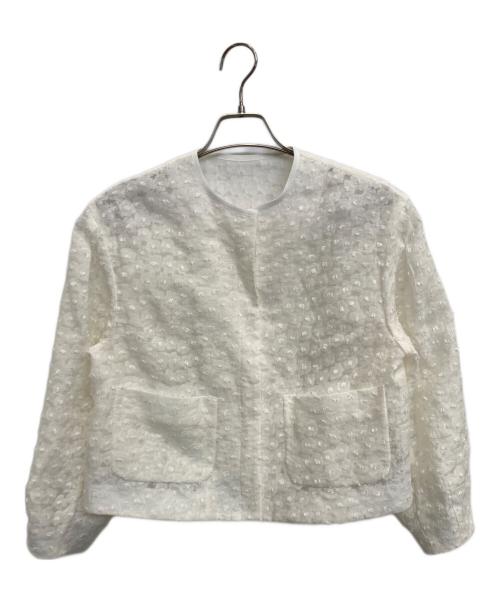 BALLSEY（ボールジィ）BALLSEY (ボールジィ) アリッサムカットジャカード クルーネックジャケット ホワイト サイズ:Sの古着・服飾アイテム