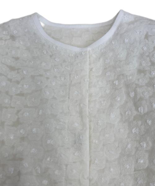 BALLSEY（ボールジィ）BALLSEY (ボールジィ) アリッサムカットジャカード クルーネックジャケット ホワイト サイズ:Sの古着・服飾アイテム