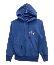 Champion REVERSE WEAVE×RHC Ron Herman（チャンピオン リバース ウィーブ×アールエイチシー ロンハーマン）の古着「ダメージ加工プルオーバーパーカー」｜ブルー