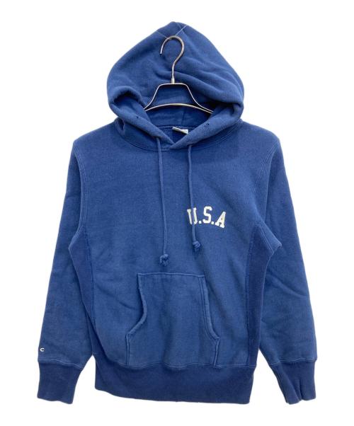 Champion REVERSE WEAVE（チャンピオン リバース ウィーブ）Champion REVERSE WEAVE (チャンピオン リバース ウィーブ) RHC Ron Herman (アールエイチシー ロンハーマン) ダメージ加工プルオーバーパーカー ブルー サイズ:Sの古着・服飾アイテム