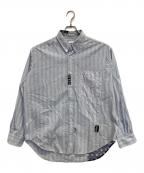 BOWWOWバウワウ）の古着「BANDANNA REPAIR STRIPE SHIRTS」｜ブルー