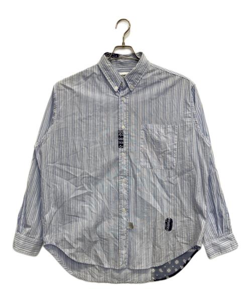 BOWWOW（バウワウ）BOWWOW (バウワウ) BANDANNA REPAIR STRIPE SHIRTS ブルー サイズ:Mの古着・服飾アイテム