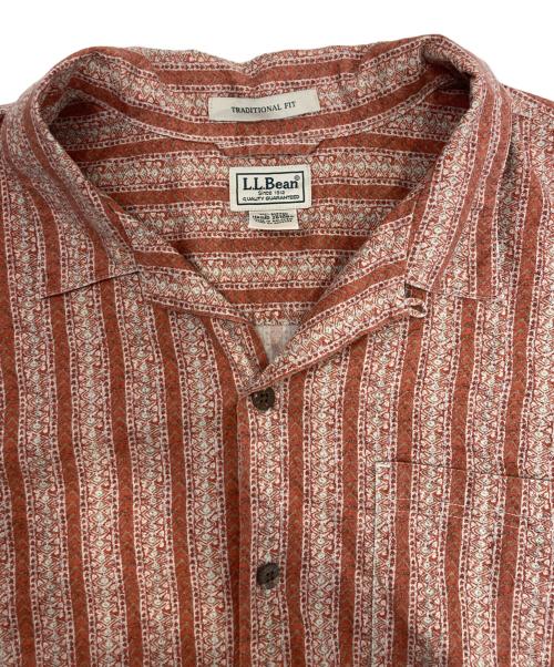 L.L.Bean（エルエルビーン）L.L.Bean (エルエルビーン) ストライプオープンカラーシャツ オレンジ サイズ:XLの古着・服飾アイテム