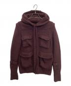Y'sワイズ）の古着「ダブルジップニットフーディー」｜ボルドー