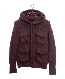 Y's（ワイズ）の古着「ダブルジップニットフーディー」｜ボルドー