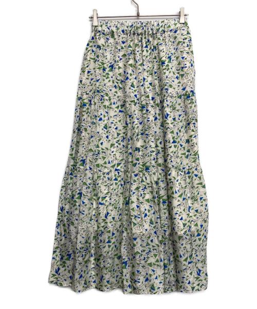 SACRA（サクラ）SACRA (サクラ) DRAWING PRINT SKIRT ホワイト×グリーン サイズ:Mの古着・服飾アイテム