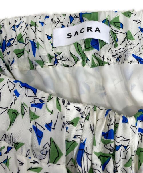 SACRA（サクラ）SACRA (サクラ) DRAWING PRINT SKIRT ホワイト×グリーン サイズ:Mの古着・服飾アイテム