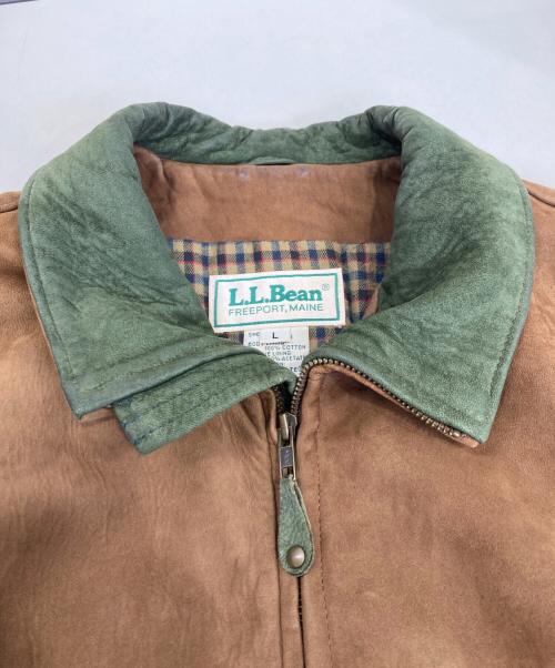 L.L.Bean（エルエルビーン）L.L.Bean (エルエルビーン) ヌバックレザージャケット ブラウン×グリーン サイズ:Lの古着・服飾アイテム