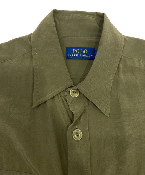 POLO RALPH LAUREN（ポロ・ラルフローレン）POLO RALPH LAUREN (ポロ・ラルフローレン) シルクシャツワンピース カーキ サイズ:2の古着・服飾アイテム