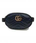 GUCCIグッチ）の古着「GGマーモント ウエストバッグ」｜ブラック