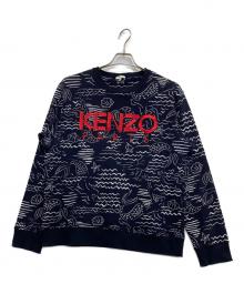 KENZO（ケンゾー）の古着「マーメイドウェーブロゴスウェット」｜ネイビー